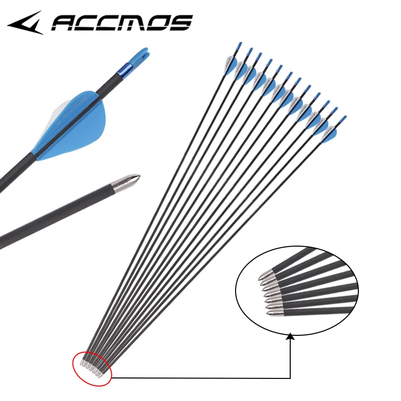 6/12/18/24pcs ID4.2mm Pure Carbon Arrow Spine 250-1800 Archery Recurve/Compound Bow Shooting Practice bow and arrow