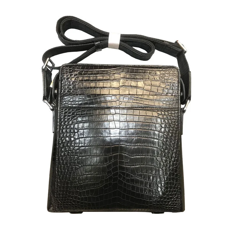 2022 Luxury Crocodile Leather Belly Men\'s Shoulder Bag Fashion Leisure Messenger Bag Large Capacity Vertical Crossbody Bag 45