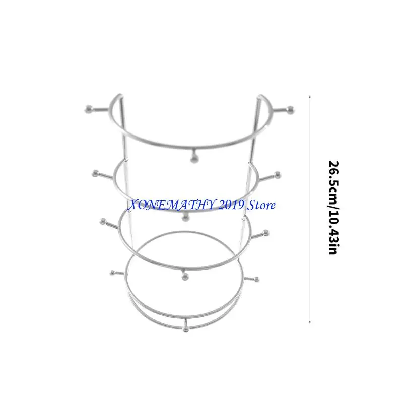 F42F الفولاذ المقاوم للصدأ أربع طبقة تاج شاشة رف حامل الشعر الكريستال حامل الدعم سهل تجميع موقف تخزين المجوهرات #6