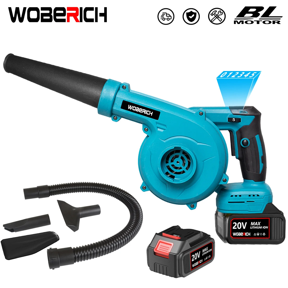 WOBERICH Brushless Electric Air Blower Cordless Vacuum Clean Air Blower Dust Cleaning Blowing Tools For Makita 18V Battery