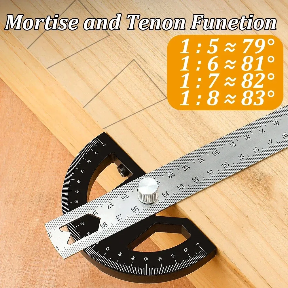 8/12 Inch 180 ° Aluminum Alloy Multifunctional Angle Gauge Goniometer Ruler Precision Multi-angle Measurement Tools Protractor