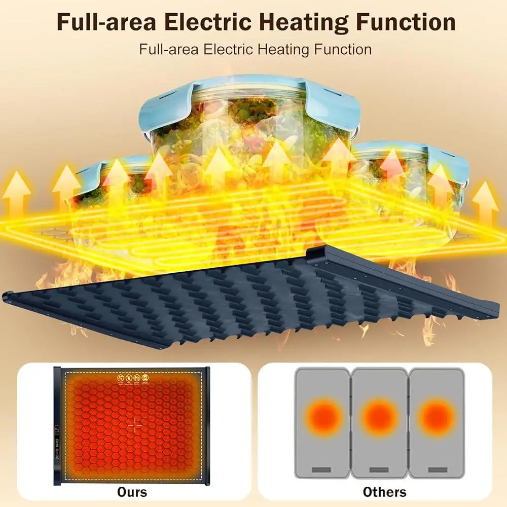 Portable Electric Food Warming Mat Adjustable Temperature Timer Buffet Warmer Silicone Surface Foldable Safer Daily Use Family