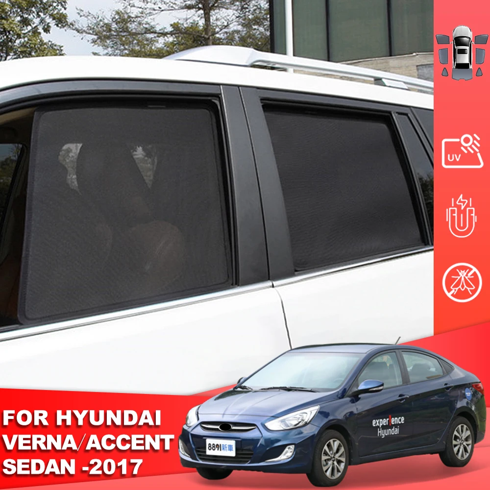 

For Hyundai Accent i25 Verna Sedan MK4 2011-2018 Magnetic Car Sunshade Front Windshield Curtain Rear Side Baby Window Sun Shade