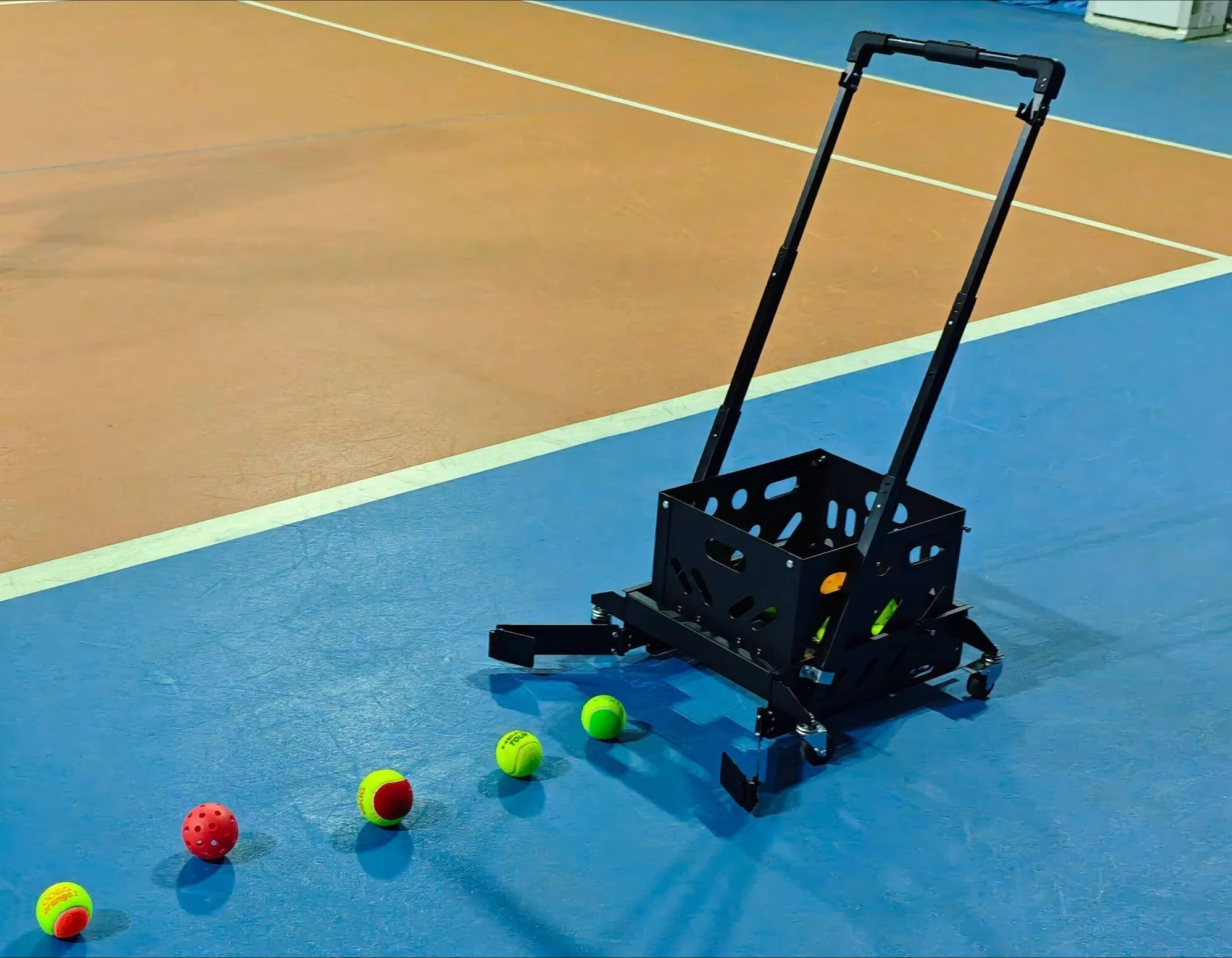 Pro Ball Collector & Picker for Tennis & Pickleball with Foldable Handle Adjustable Height Four Caster Wheels