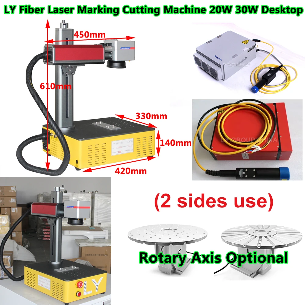 110x110mm 30W Fiber Laser Engraver Cutter with Round Table D300 Rotary Axis Optional Desktop JPT Raycus Marking Cutting Machine