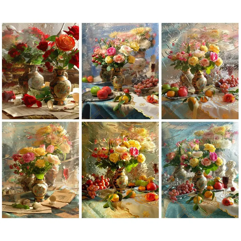 

CHENISTORY Oil Painting By Numbers Flower Vasekits Gift Pictures By Numbers Flower Number Painting Wall Art
