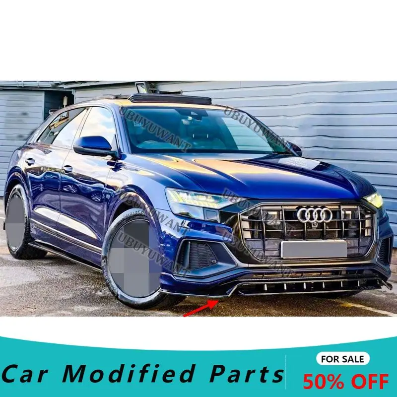 For Audi Q8 S-Line (Not For Standard) 2018 2019-2022 Car Front Spoiler Stable Car Front Bumper Lip Anti Scratch Decorative Kit