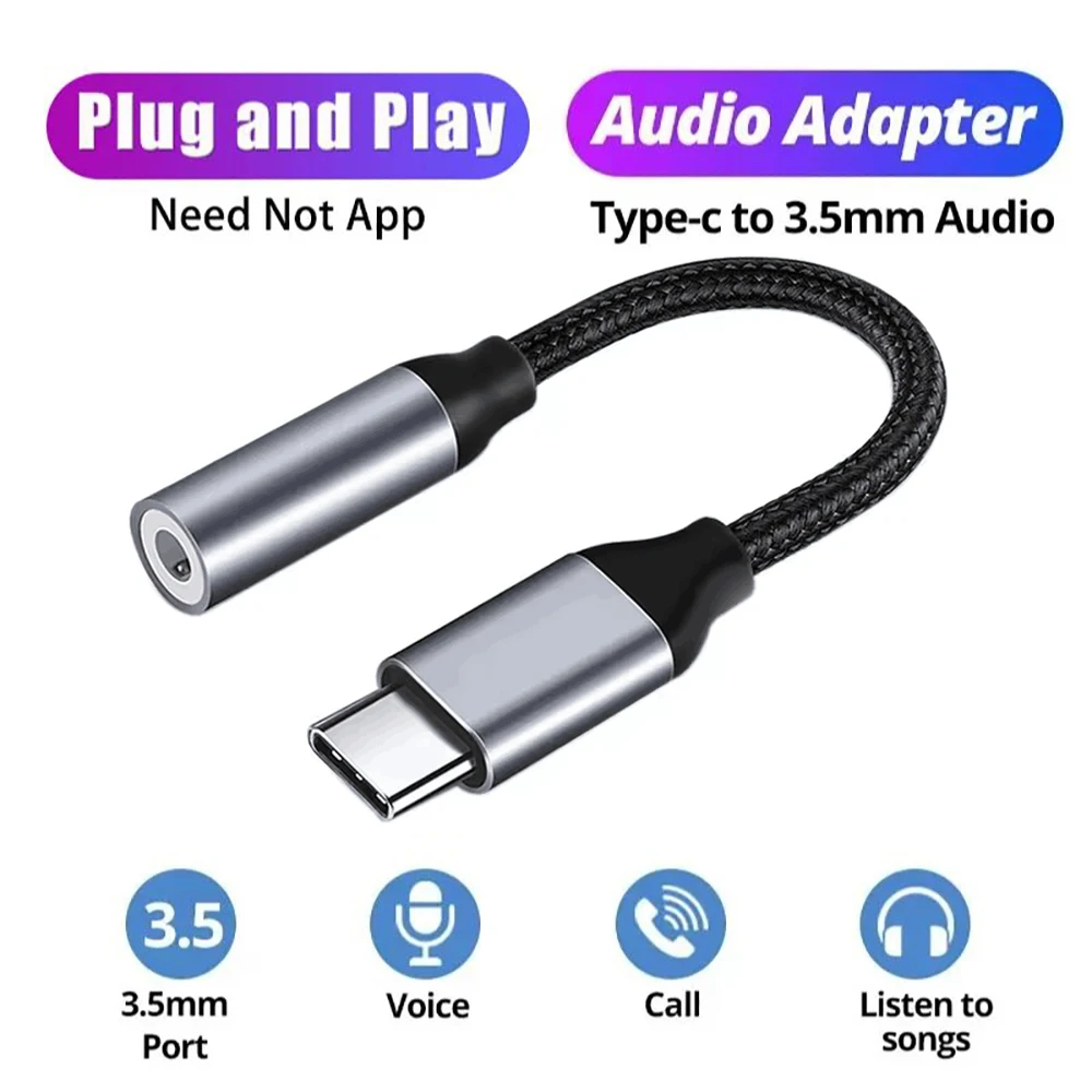 USB Type C To 3.5mm Aux Adapter Type-c 3 5 Jack Audio Cable Earphone Cable Converter for Samsung Galaxy S23 Ultra S20 Note 20
