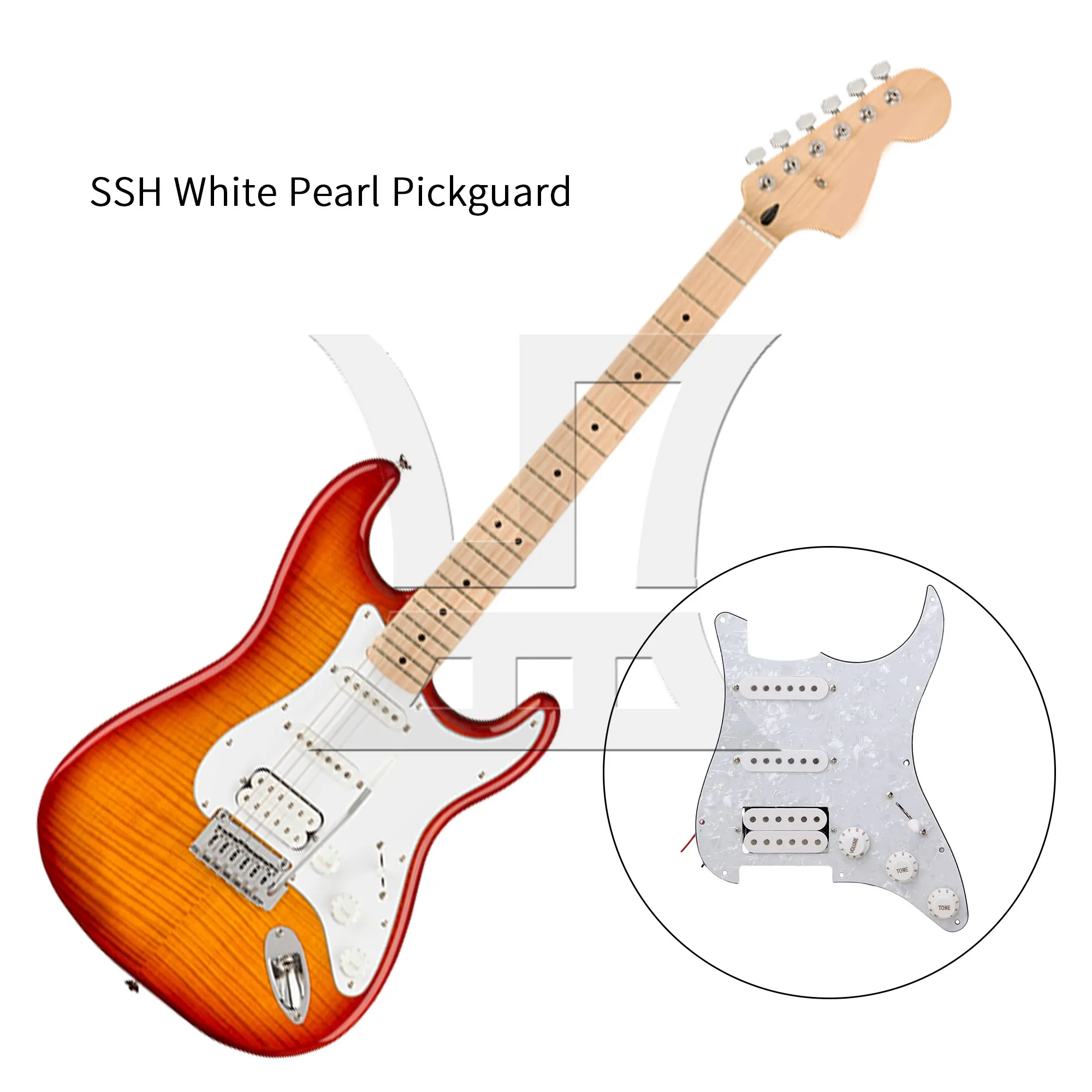 

YIBUY Предварительно смонтированный блок SCRATCHPLATE и звукоснимателей для гитары/ SSH