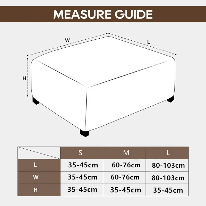 Square Jacquard Durable Customized Stretch Footrest Ottoman Cover Folding Storage Stool Furniture Protector Slipcover