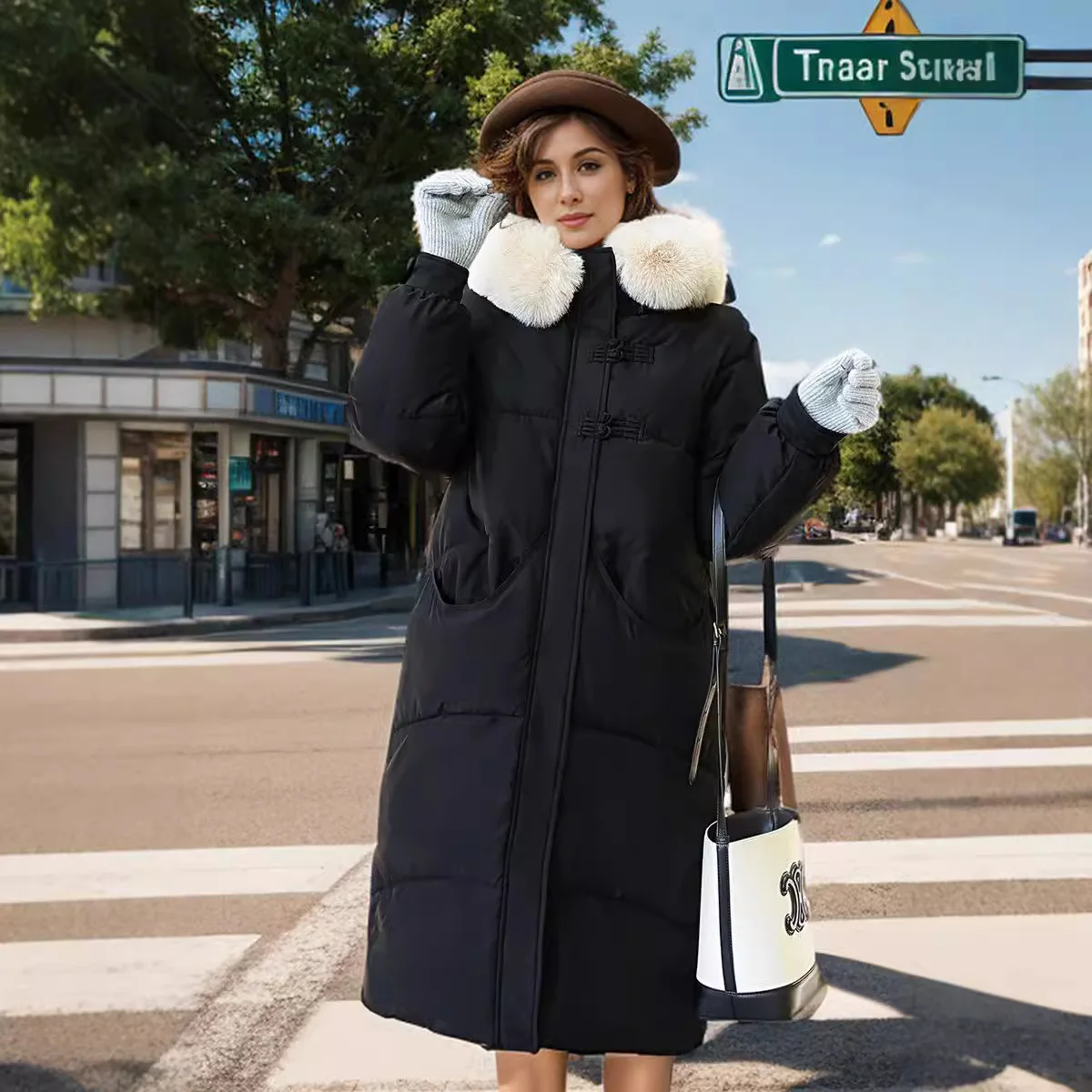

2024 New Winter Mid Length Thicken Warm Parker Coats Female Korean Loose Hooded Down Cotton-padded Jacket Women's Outwear Bread