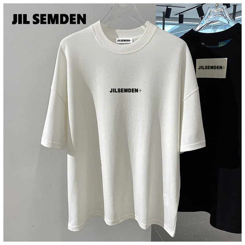 JIL SEMDEN brand men's and women's printed T-shirt, loose casual top, couple minimalist style, high quality, 100% pure cotton