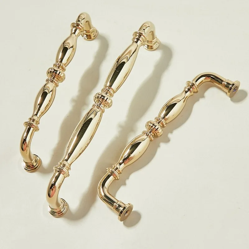 Luxury Furniture Hardware Handles Solid Brass Cabinet Handle PVD Bright Gold Kitchen Cabinet Pull Wardrobe Dresser Drawer Knob