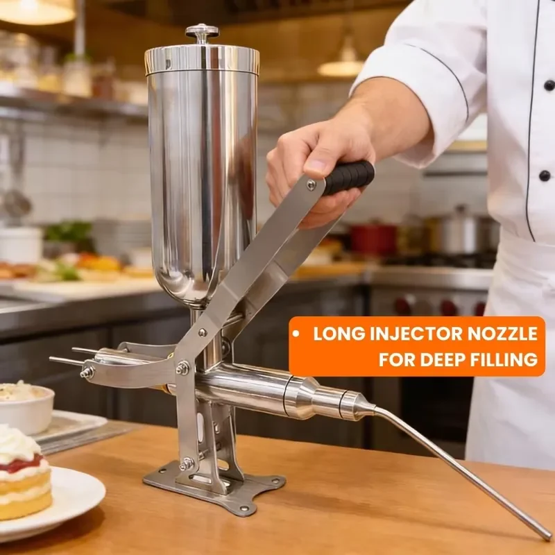 5L Manual Cream Dispenser Horizontal Handle Fritters Filling Machine for Bakery Doughnut Pastry Kitchen Tool Manual Fritters