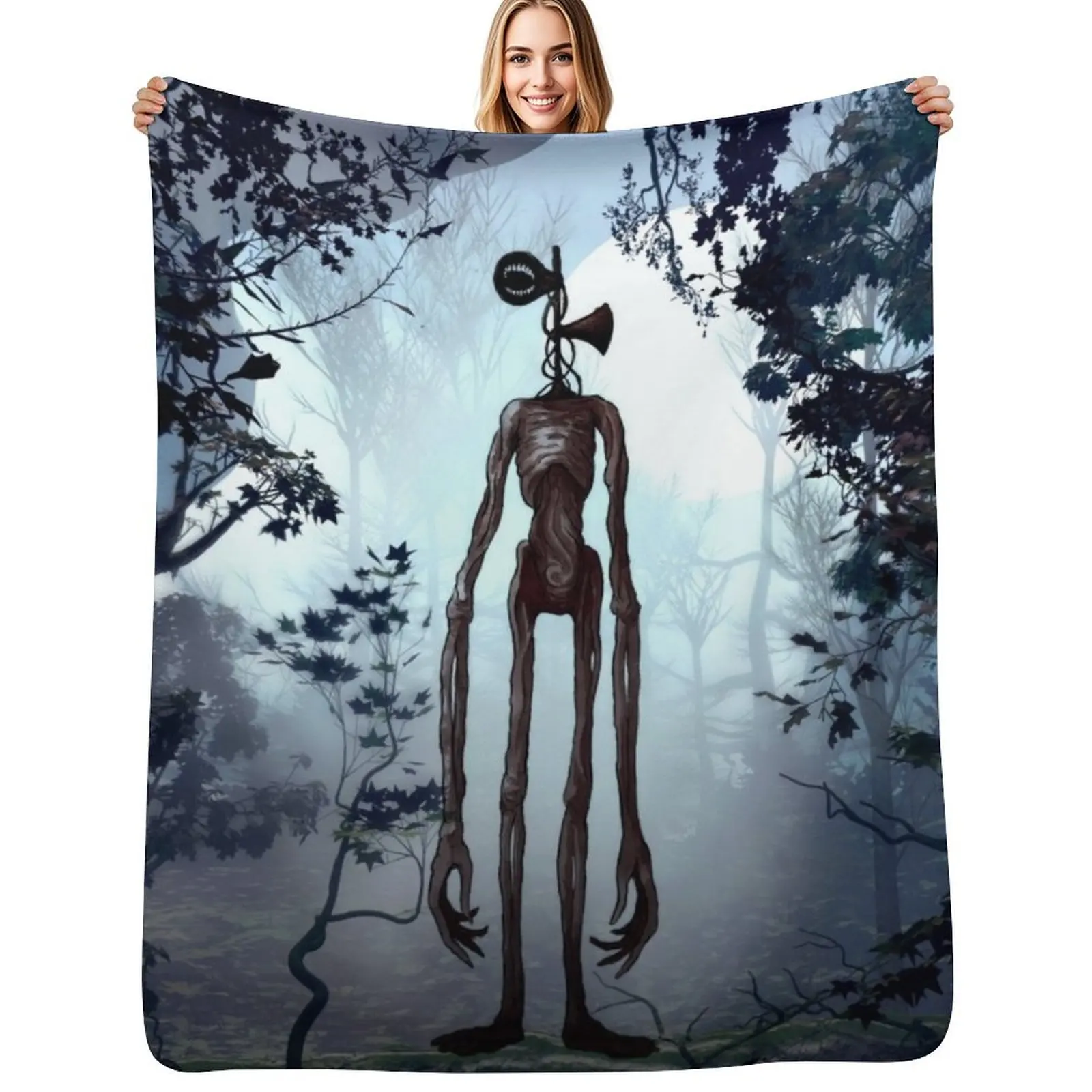 

Siren head in dark forest Throw Blanket Tourist heavy to sleep Plaid Kid'S Blanket