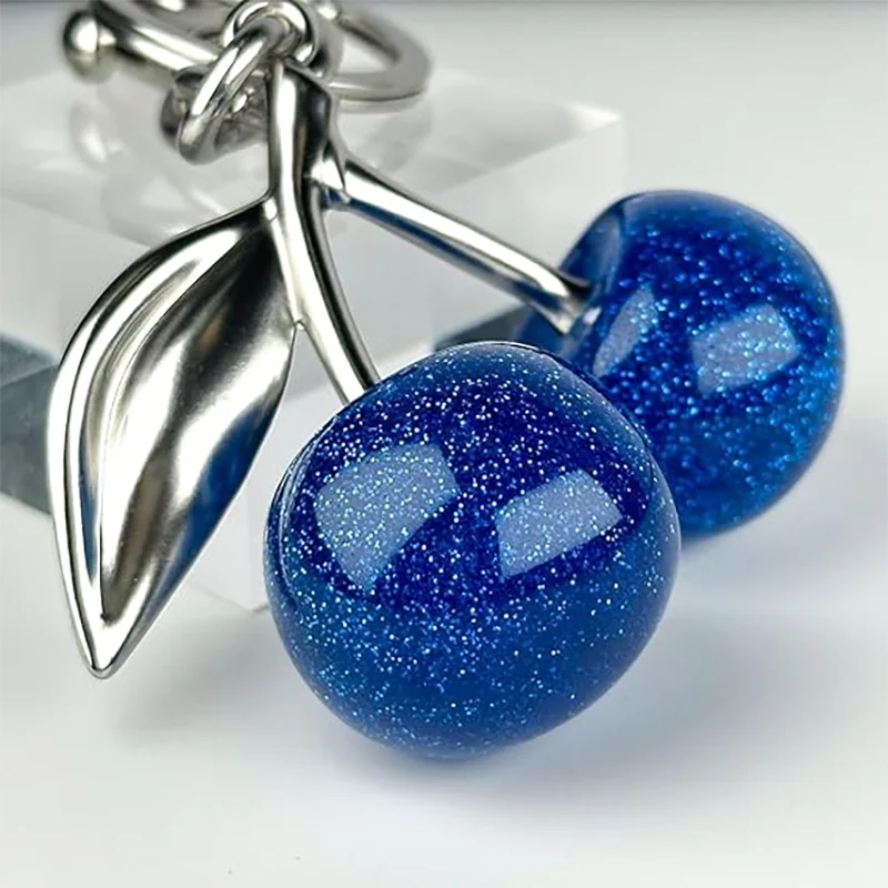 الأزرق كريستال الكرز قلادة الديكور لحقيبة يد المدرب حقيبة الكتف المرأة رائعة المفاتيح مرفق جزء