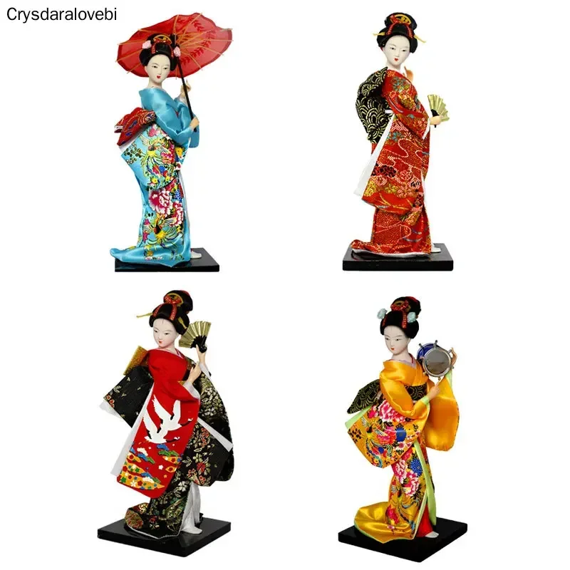 25cm Kawaii Statuette Japanese Geisha Dolls Kimono Dolls Belle Girl Lady Collection Home Decor Miniature Gift Figurines