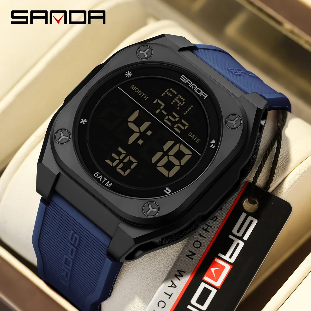 SANDA nuevo 6272 reloj Digital para estudiantes reloj despertador multifuncional reloj electrónico luz nocturna de ocio reloj impermeable para estudiantes