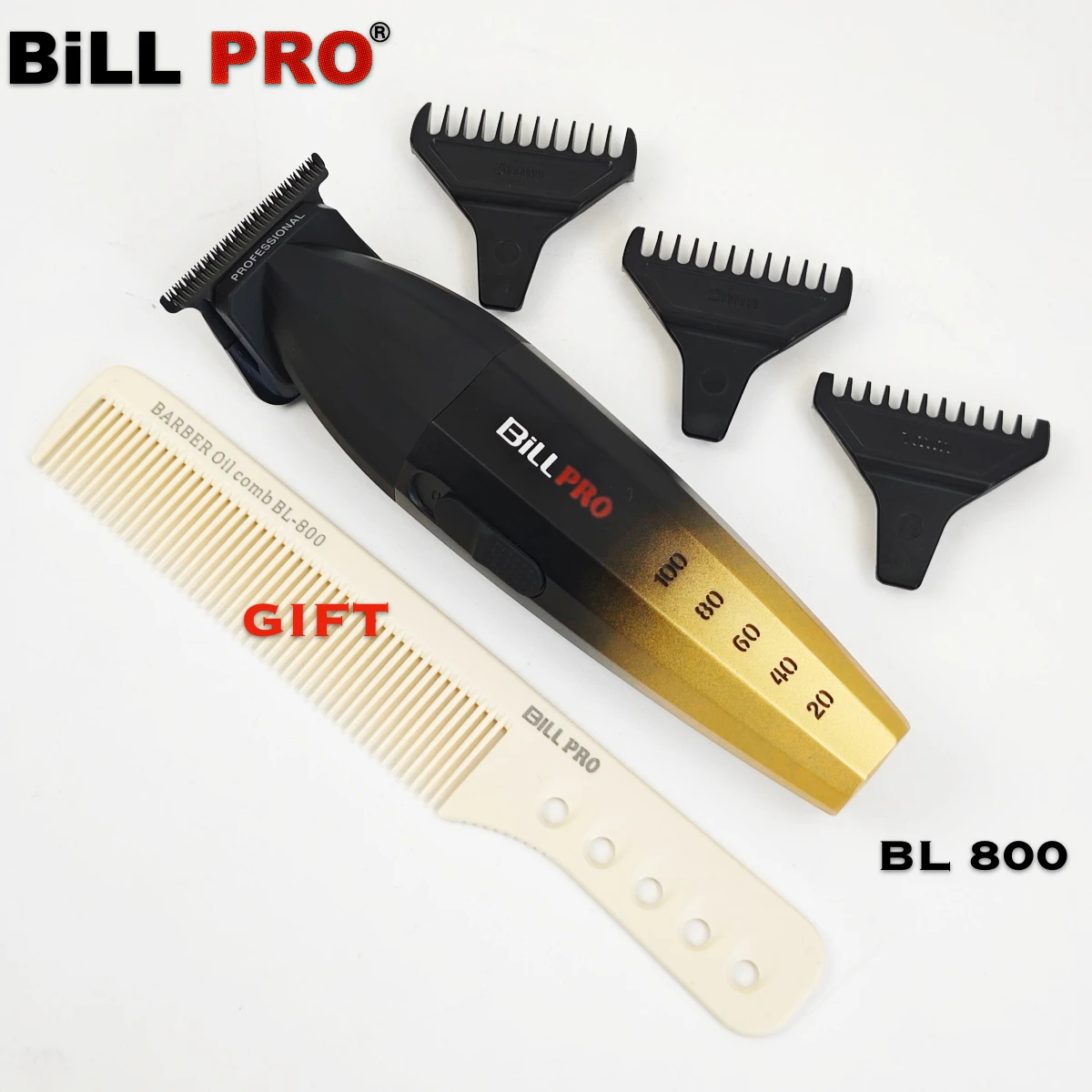 

BiLL PRO BL800 Professional Trimmer 8000RPM Motor Electric Push Hair Clipper 9000RPM Oil Head Gradient barber shop salon tool