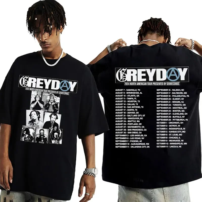 

Suicideboys Grey Day 2024 Tour Graphic T-shirts Men Hip Hop Gothic Vintage T-shirt Male Punk Oversized Cotton T Shirt Streetwear