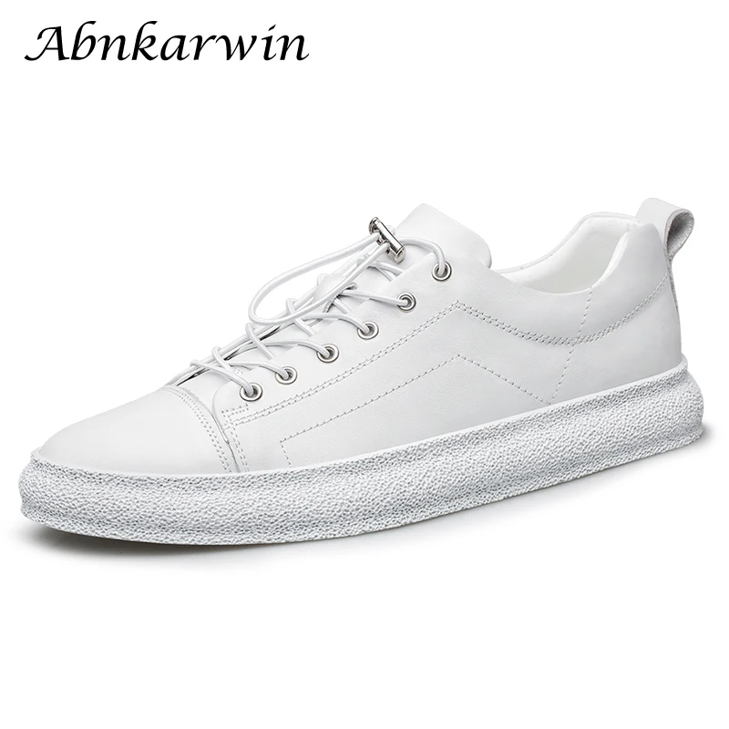 Fashion Casual Men White Shoes Genuine Leather Sneakers Flat Trend Shoes 2022 Big Size 47 48