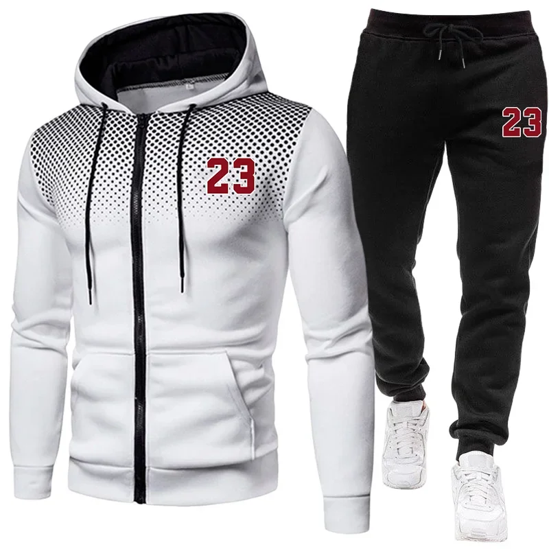 2026 Hot Sale Men's Tracksuit Zip-up Jacket Black Sweatpants Fall Winter Daily Casual Sporty Sweatshirt Outfit Male Training Set