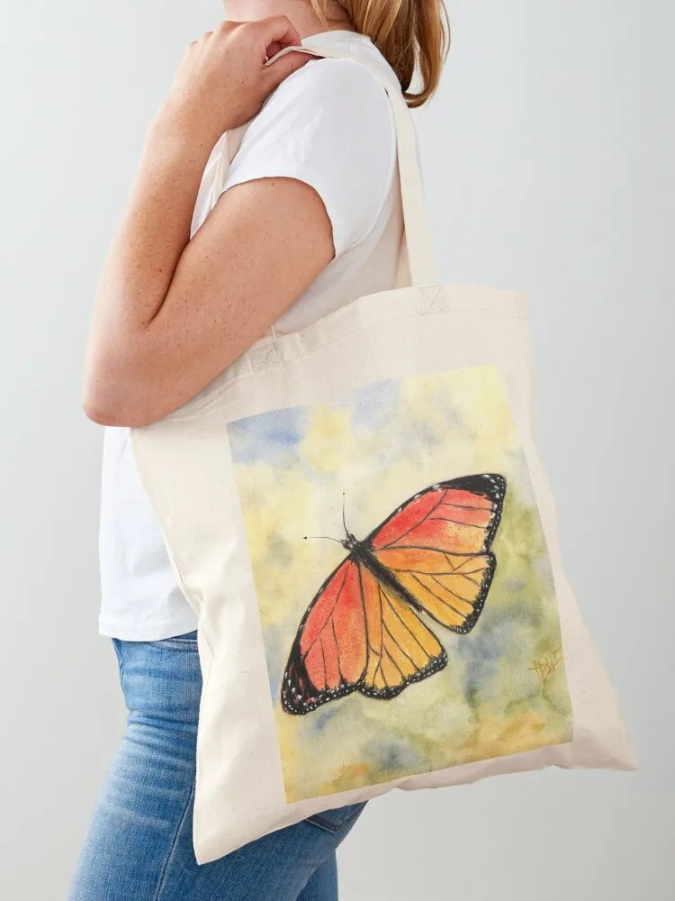 

Monarch Butterfly Watercolor Tote Bag supermarket folding bag canvas shopping bag Shopping bags custom fabric