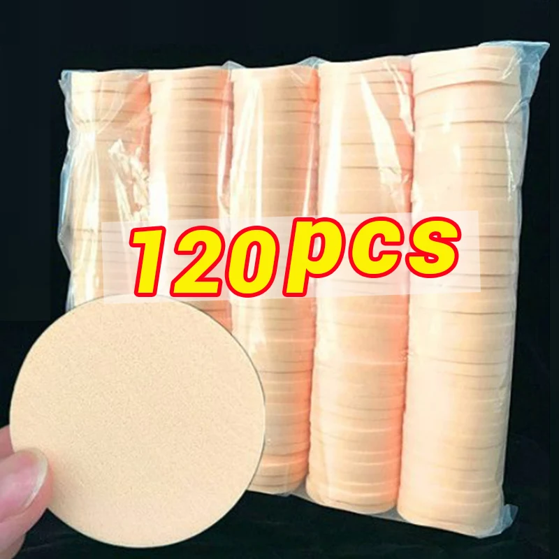 120 Stuks Nat Droog Dual Use Poederdeeg Huidskleur Ronde Vorm Zachte Bb Cream Foundation Blush Spons Cosmetische Puff Applicatietools