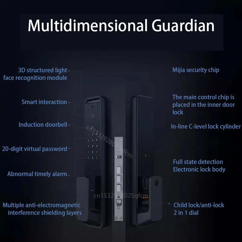 Xiaomi Mijia Smart 3D Face Recognition Door Lock 1S Unlocking Fingerprint Scanner Bluetooth Password Intelligent Home Door Lock