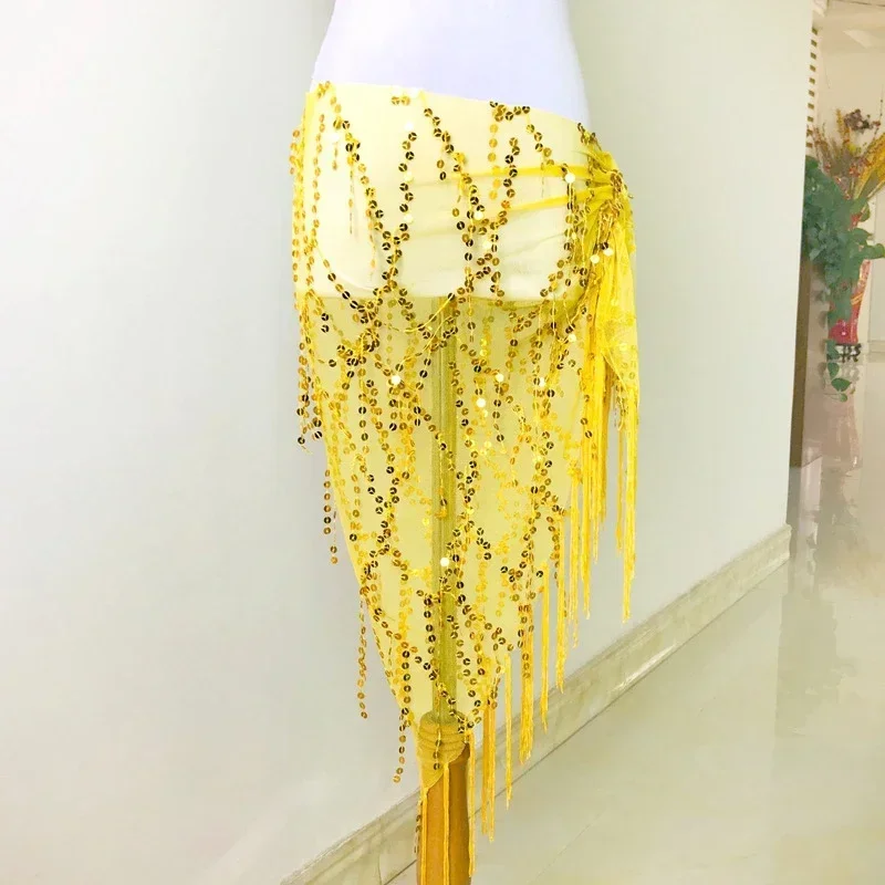 Women Indian Belly Dance Sequins Tassel Belly Dancing Triangle Waist Chain Hip Scarf Belly Dance Costumes New Style