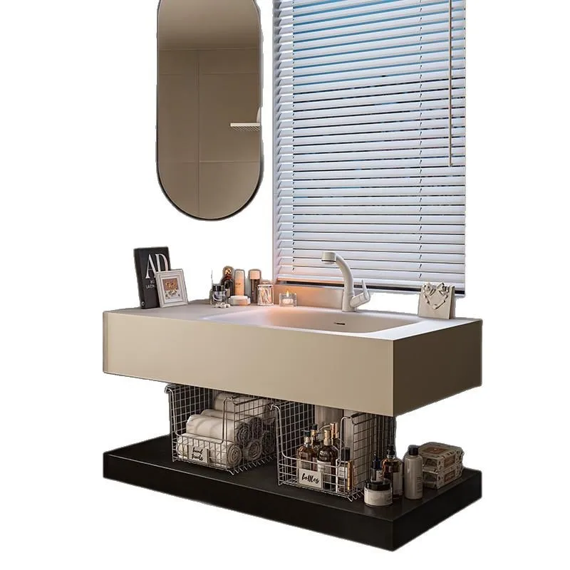 

Corian rock slab hot bending integrated basin bathroom cabinet combined toilet hand washbasin washstand