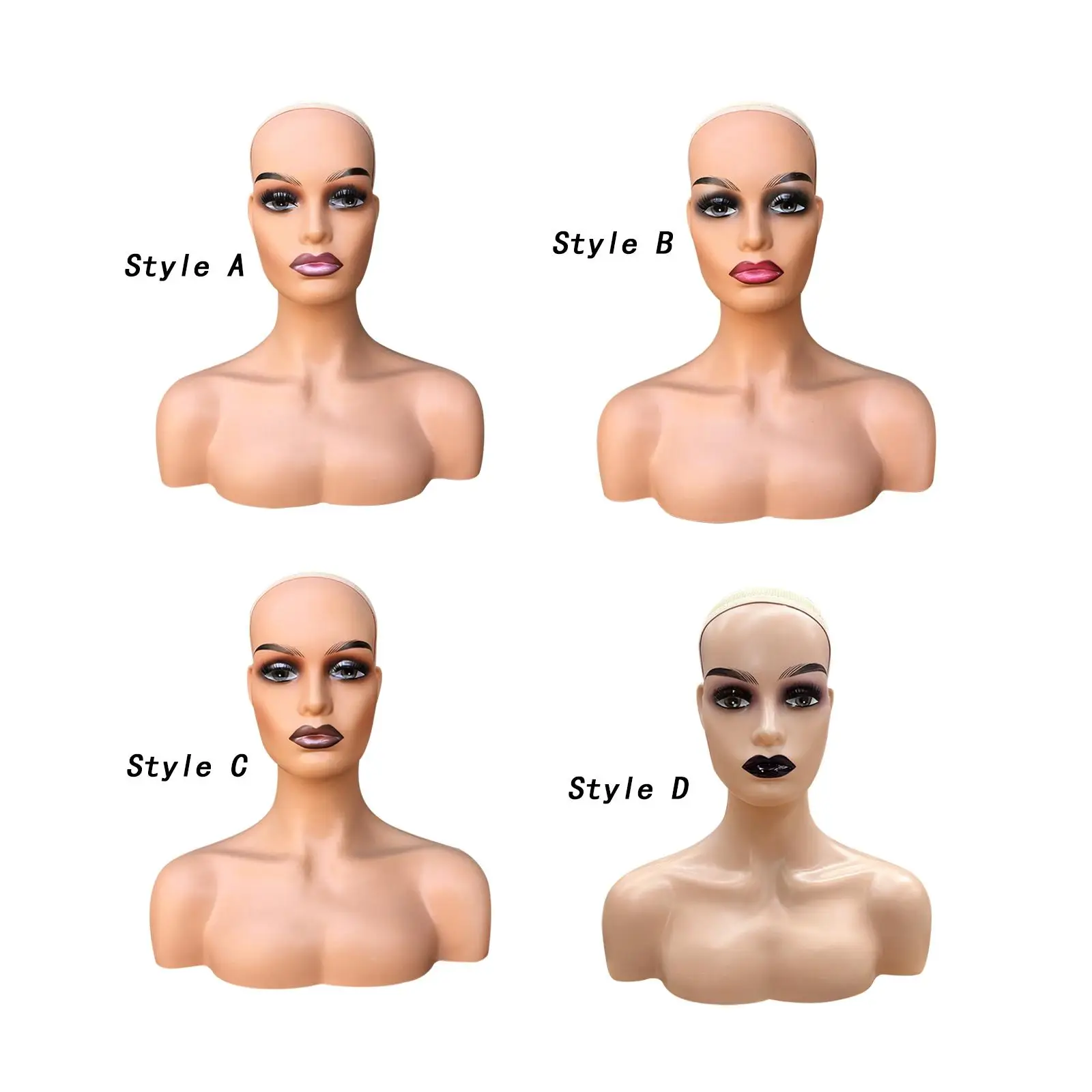 Female Bald Mannequin Head Manikin, Durable Multipurpose Wig Stand for Wig Displaying Making Styling