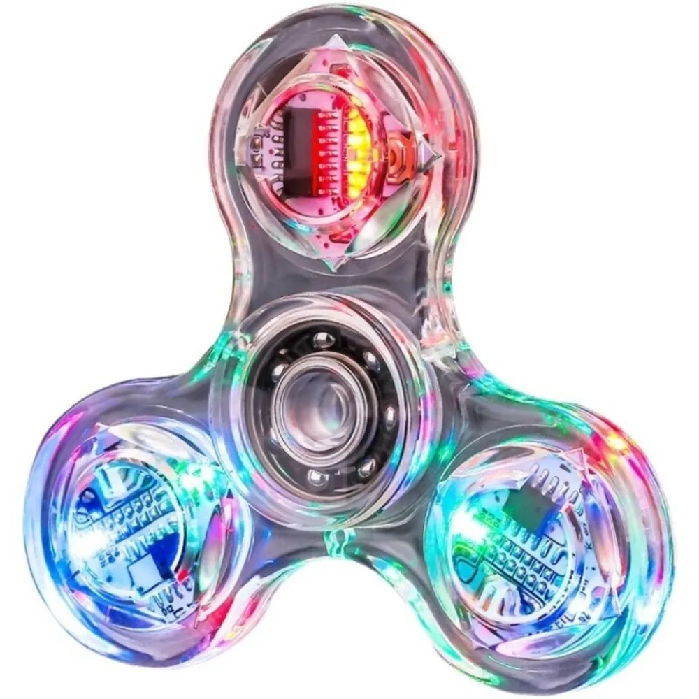 

Crystal Luminous Fingertip Gyroscope Transparent Clover Beaming Hand Spinner Interesting LED Light Electric Fingertip Office