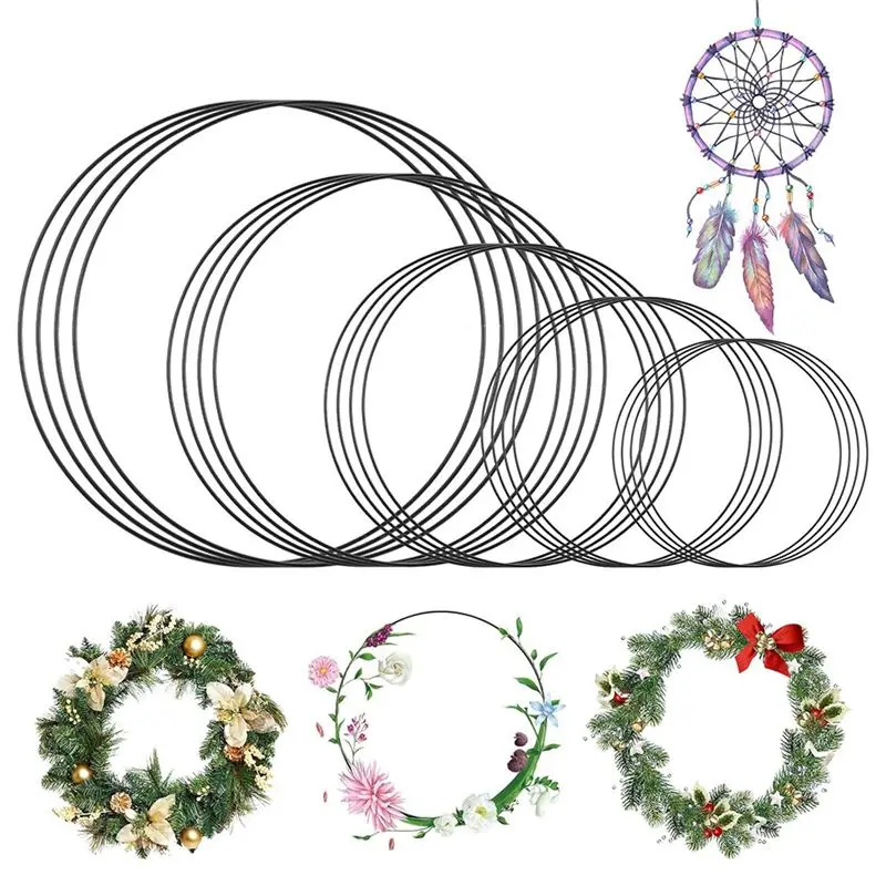 A93E-For Wreath Making, Dream Catchers& DIY Decorations- Craft Metal Rings Set(20 Pcs) In 5 Sizes