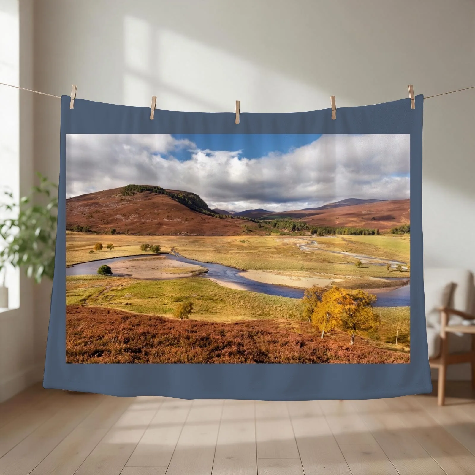 Linn of Dee in Autumn Cairngorms NP Scotland. Throw Blanket couch cozy soft plush fuzzy picnic outdoor blanket