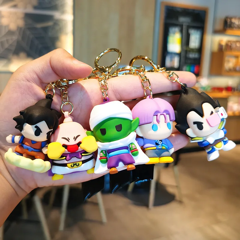 Breloczek PVC z motywem anime Dragon Ball, figurki Goku, Piccolo, Buu, Vegeta, zawieszka do kluczy samochodowych, brelok do torby, prezent