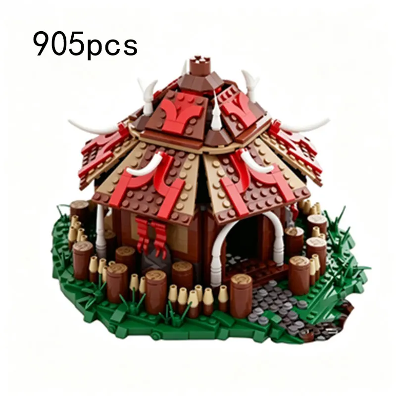 

MOC905pcs Orc Tribe Tent Small Particle Building Blocks Medieval Scene Building Castle Expansion Model Toy