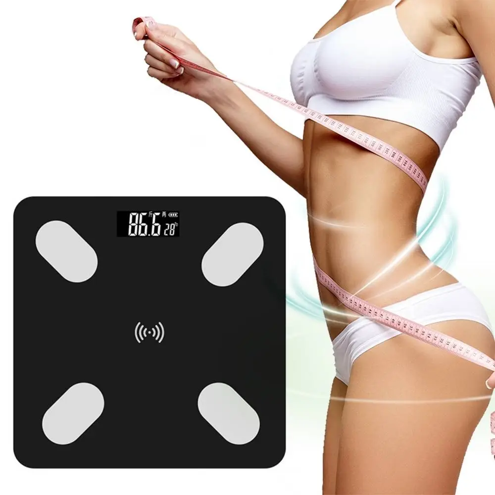 

Новые цифровые весы с ЖК-дисплеем, монитор здоровья, питание от батареи, весы для тела, весы для жира, подключение Bluetooth, электронные весы