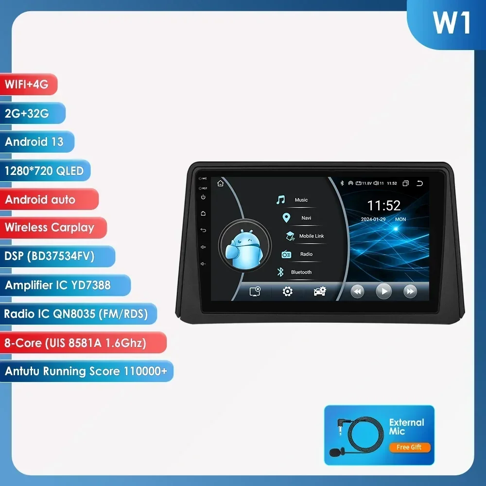 8G 128G 2Din Android 14 Autoradio Multimedia Speler voor Opel Mokka 2012 2013 2014 2015 2016 Autoradio GPS Navi Wifi Audio Stereo