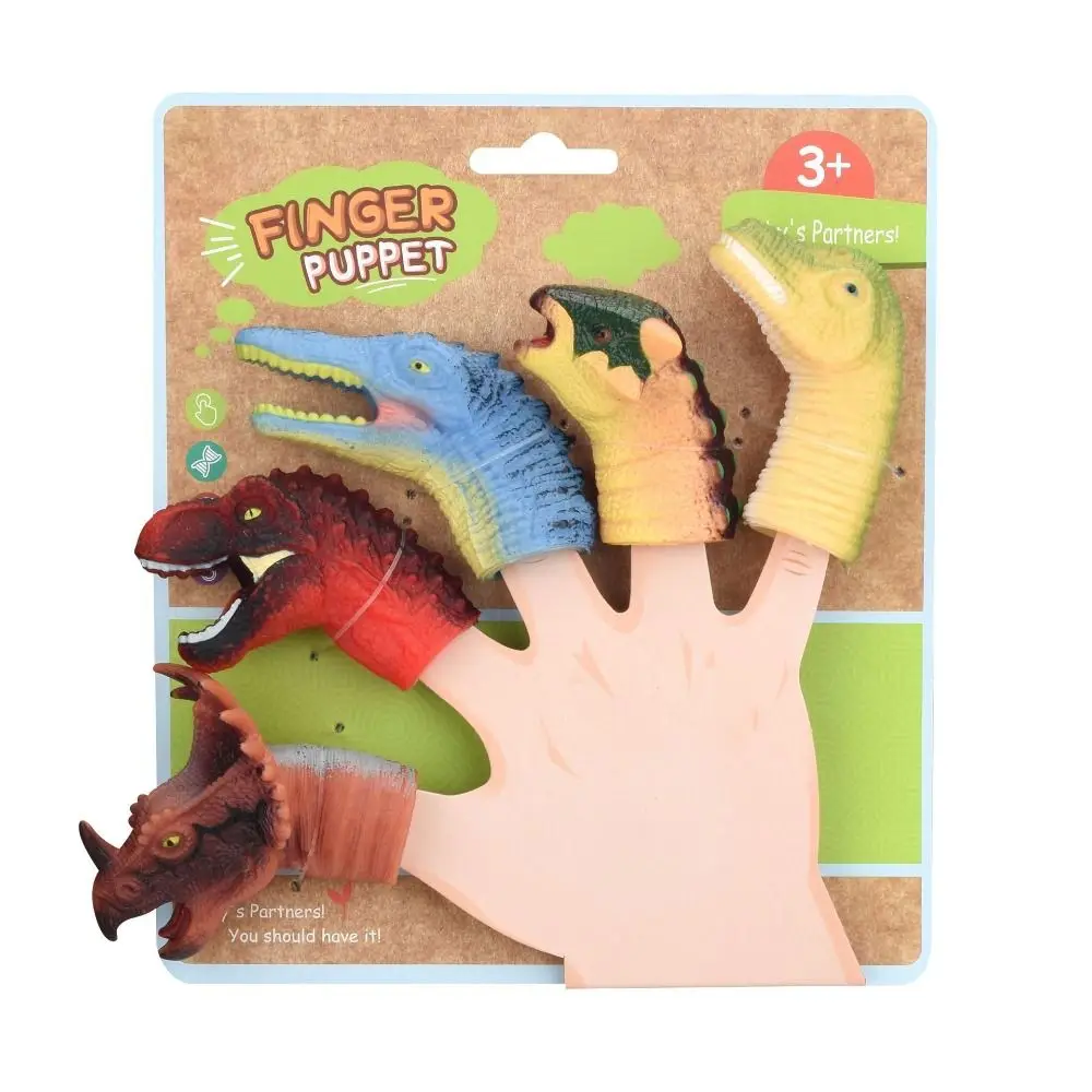 Mini animal colorido fantoche de mão segurança montessori boneca dedo fantoche conjunto narrativa mordedor mastigar brinquedos dinossauro fantoche de dedo
