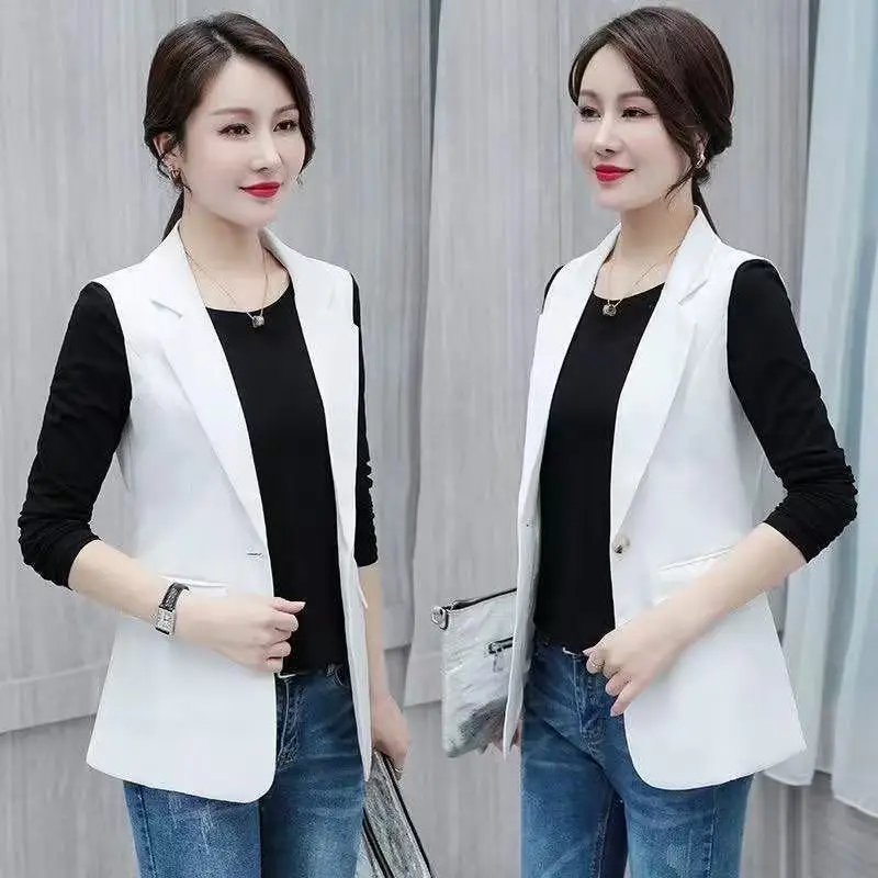 

Весенний новый модный офисный женский повседневный жилет, женский классический свободный элегантный жилет без рукавов, женский пиджак, жилет, куртка, верхняя одежда