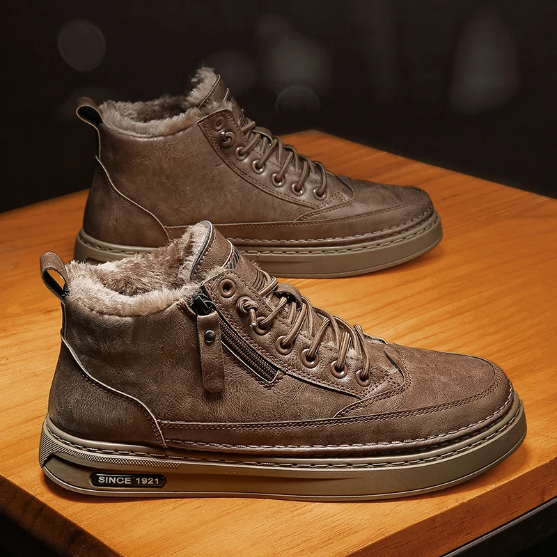 Sneakers Sports Shoes Men 2023 New Winter Cotton Wool Mans Footwear High Quality Mans Tool Boots Trend Footwear Tenis