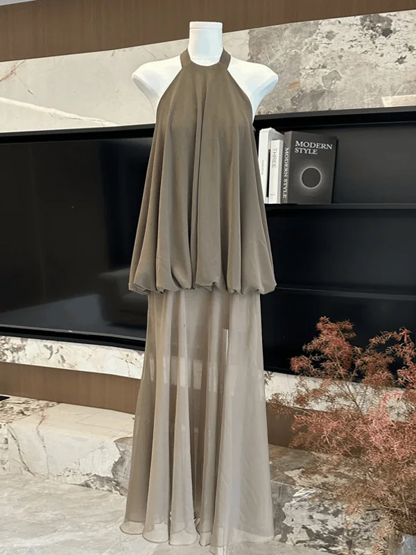 

Elegant Slimming Half Skirt Set Neck Hanging Shoulder Top Women's Fashion Summer New Style Commute Style round Neck Two-Piece...