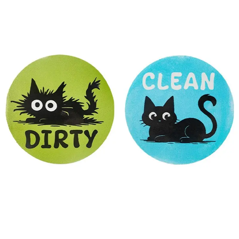 【RECOMMEND】Double Sided Reversible Magnetic Clean Dirty Flip Sign 2 Pcs Cat Dishwasher Cleaning Aid Funny Cat Design For Room