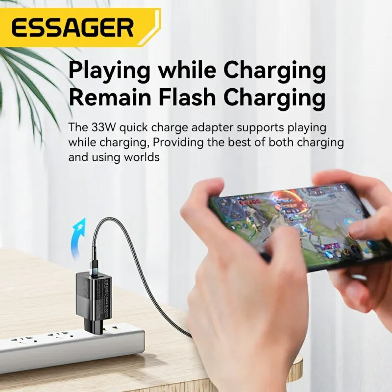 Essager-携帯電話用の高速充電器,iPhone14,13, 12, 11 Pro,max,xs,8 p,iPad Pro air,ipad mini,33w用の充電器USBタイプc