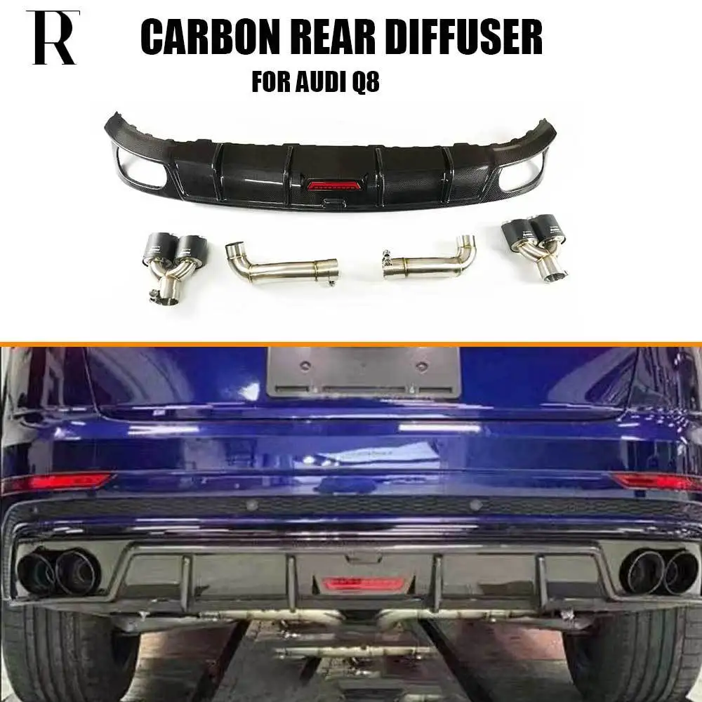 

Real Carbon Fiber Rear Bumper Diffuser With Exhaust Tips For Audi Q8 Sline & SQ8 ( Not RSQ8 ) 2018-UP