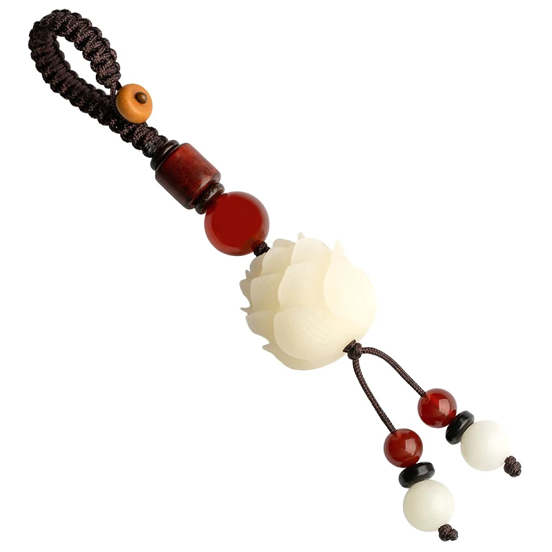 Bodhi-Llavero de Buda de loto Natural para hombre y mujer, colgante de llave de coche, cadena colgante de bolso, decoración de llave de coche