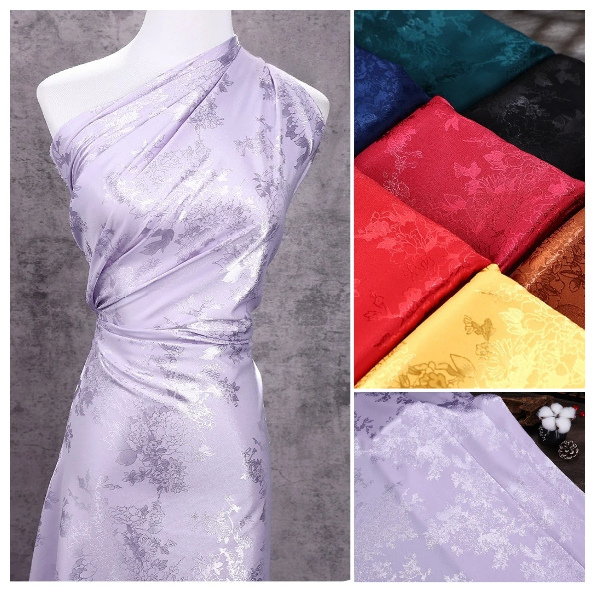 

Шелковая жаккардовая ткань с уникальным дизайнером с принтом Рододендтрона Используется как ручная работа, свадебное вечернее платье, юбка, шелковая ткань