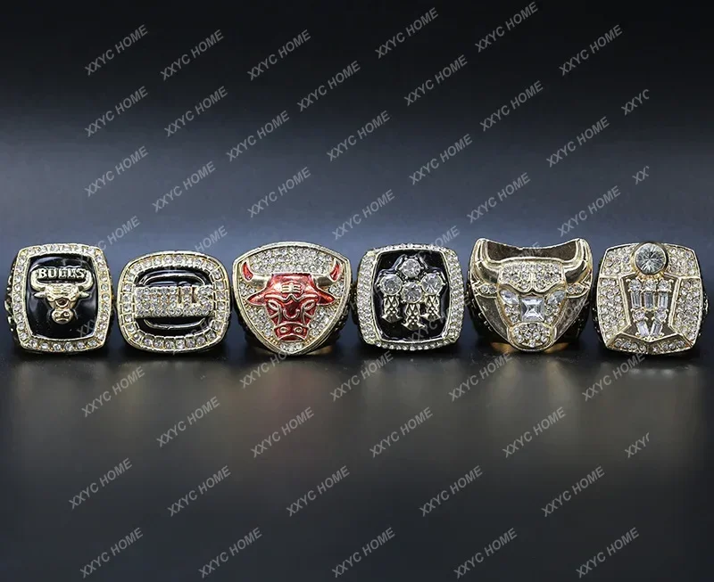 Anillo de campeonato de Chicago Bulls, set de edición coleccionable de fanáticos, 6 años