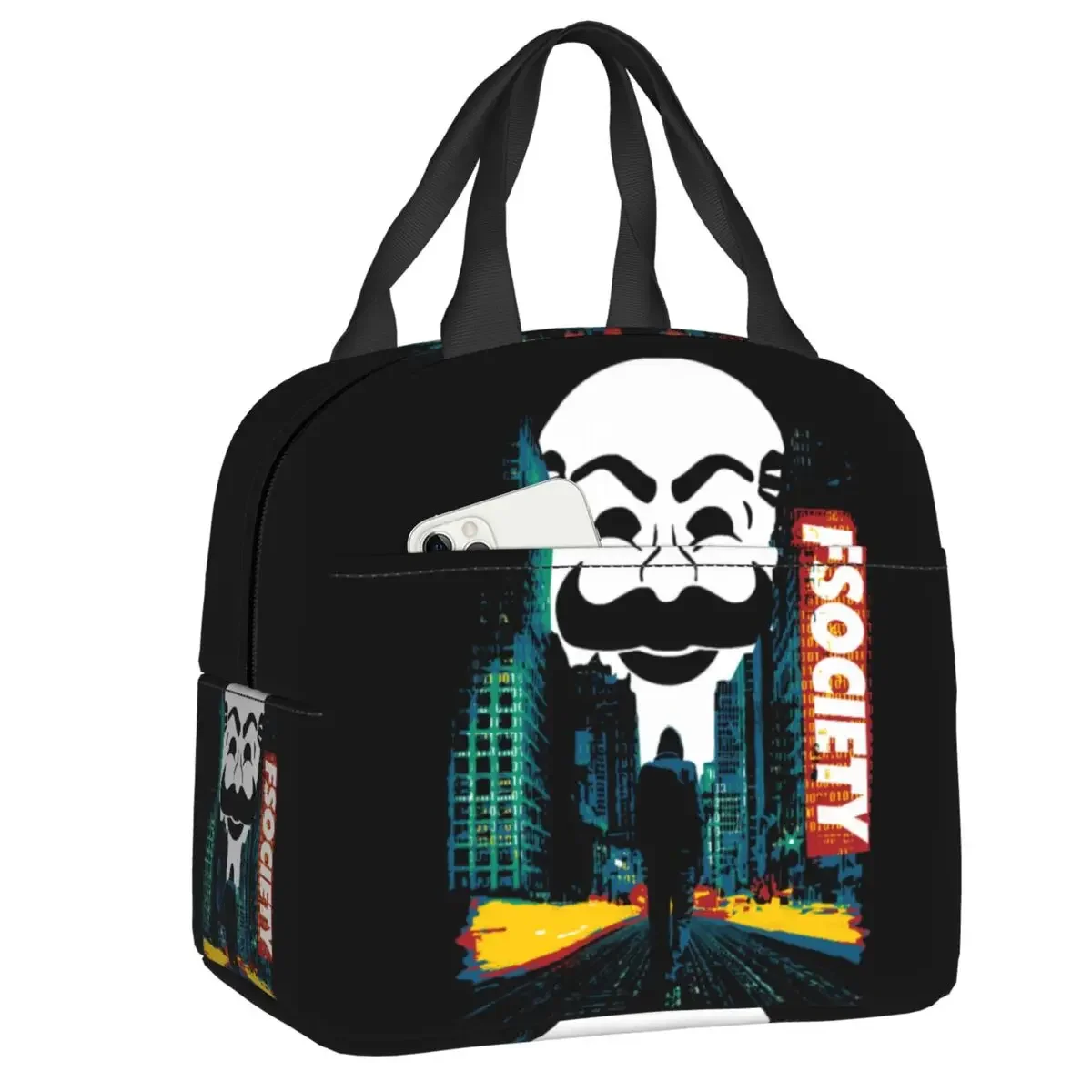 

Custom Mr Robot Lunch Bag Cooler Warm Insulated Lunch Box for Women Kids School Work Picnic Food Tote Bags